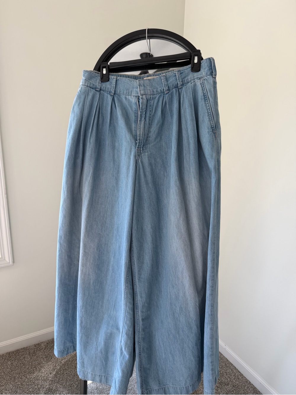 Free People Scout Light Wash Wide Leg Denim Pants
